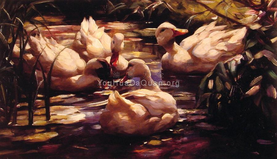 Ducks in a Forest Pond - 亚历山大·凯斯特